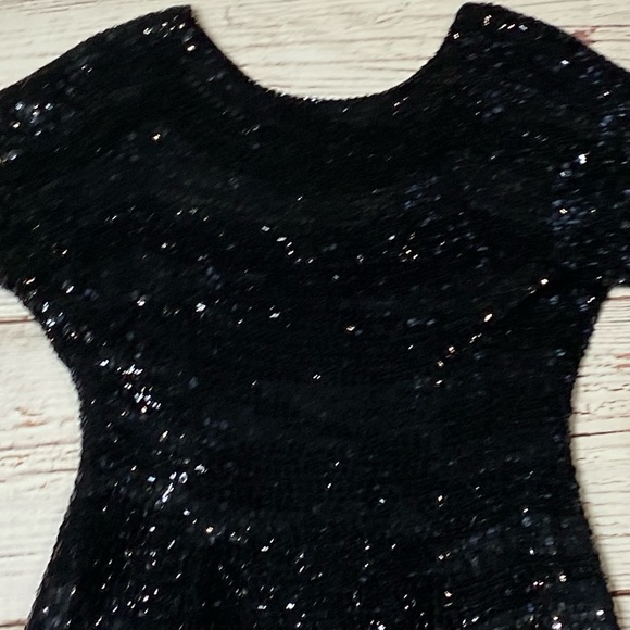 Vintage Oleg Cassini Black Silk and Sequin Dress Sz 8 - Picture 7 of 15